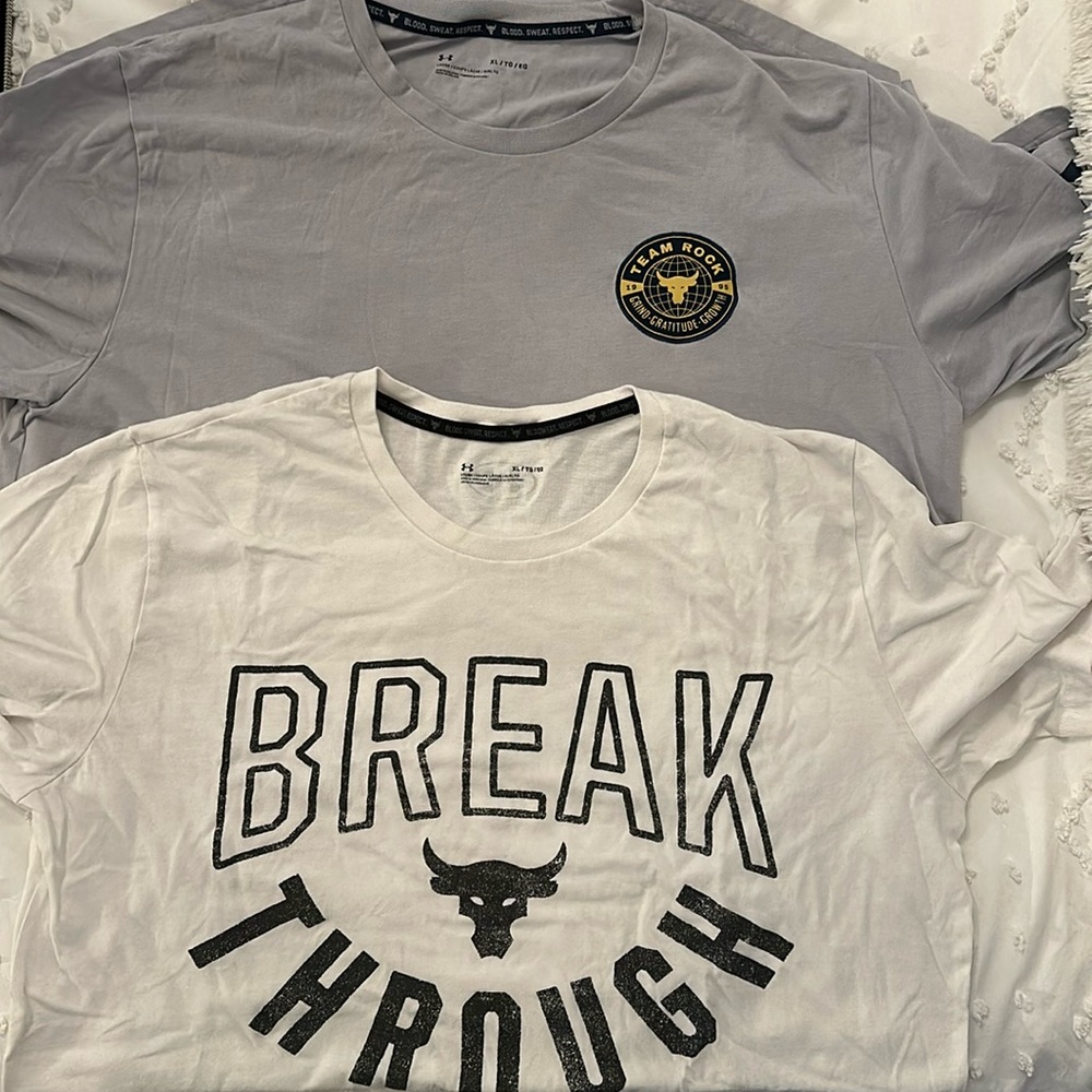 Lot of 2 project Rock under Armour shirts size xl 2 Dwayne Johnson Project Rock